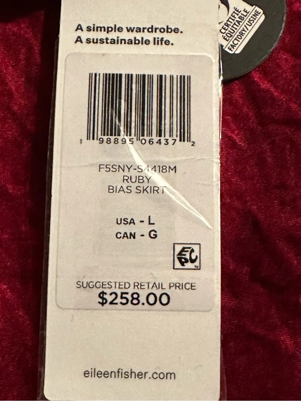 Eileen Fisher Textured Satin Elastic Waist Bias Maxi Skirt, in Ruby